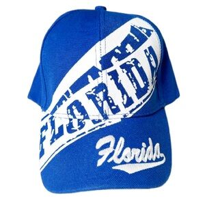 Florida blue and white adjustable fit embroidered logo baseball cap one size